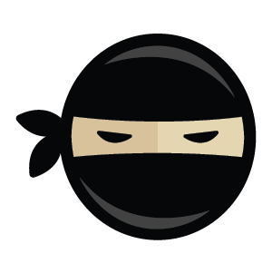 Code Ninjas logo, which is a cartoon of a round face in a black ninja mask