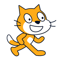 Scratch logo, which is a cartoon of an orange cat walking on its hind legs